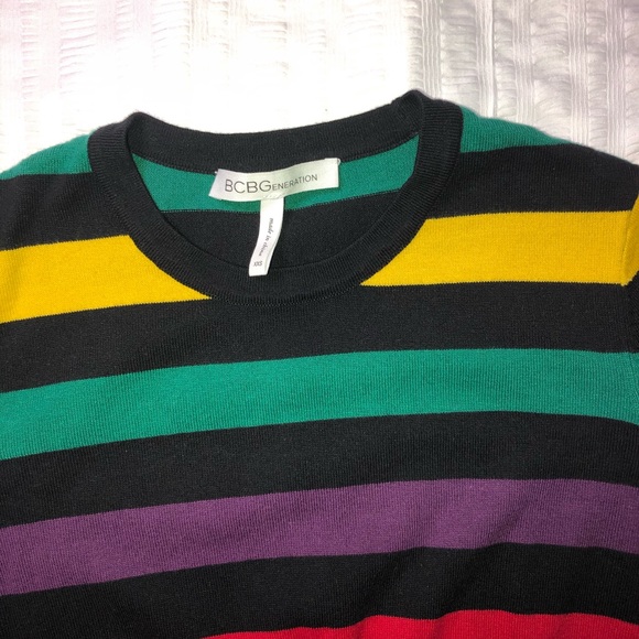 New!! BCBG Striped Cotton Sweater - Picture 5 of 7